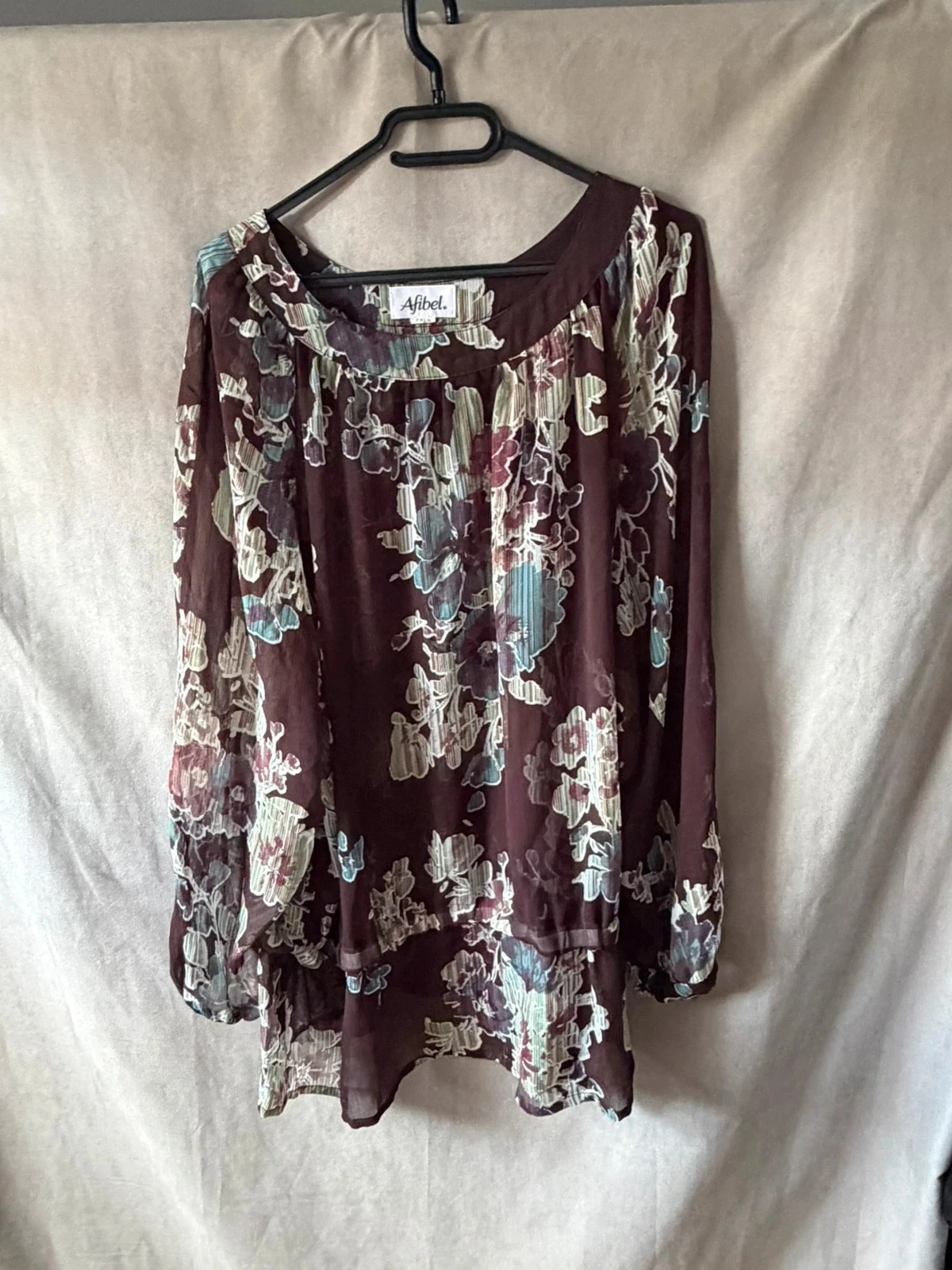 Blouse marron fleurie afibel taille 56
